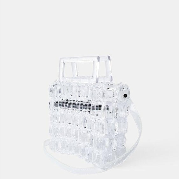ZARA evening crystal bead bag clutch transparent handbag - Picture 2 of 8